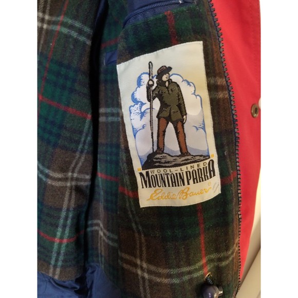Vintage Eddie Bauer Wool Lined mountain parka jacket L Full Zip Snap Button Coat - Picture 6 of 8
